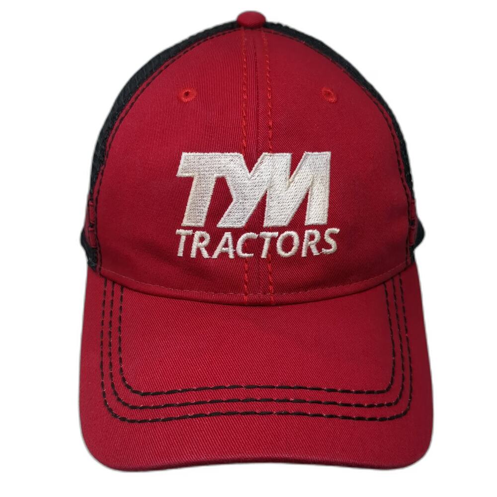 Sportsman Trucker Hat Red One Size TYM Tractors Snapback Mesh Back Logo Cap